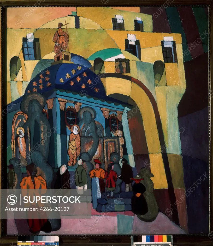 At the Church of Our Lady of Iberia by Lentulov, Aristarkh Vasilyevich (1882-1943)/ State Tretyakov Gallery, Moscow/ 1916/ Russia/ Oil on canvas/ Russian avant-garde/ 98,2x89,5/ Landscape