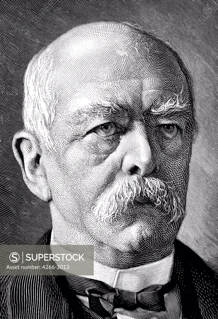 Portrait of Otto von Bismarck by unknown painter, woodcut, 1870s-1880s, 19th century, Private Collection