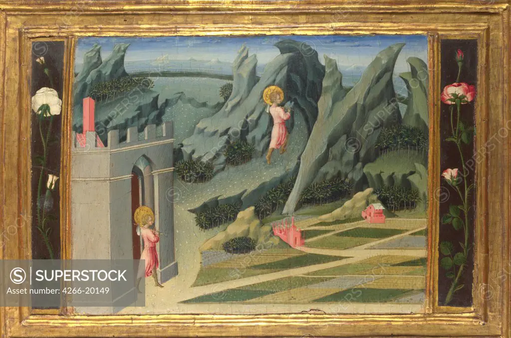 Saint John the Baptist retiring to the Desert (Predella Panel) by Giovanni di Paolo (ca 1403-1482)/ National Gallery, London/ 1454/ Italy, School of Siena/ Tempera on panel/ Renaissance/ 30,5x49/ Bible