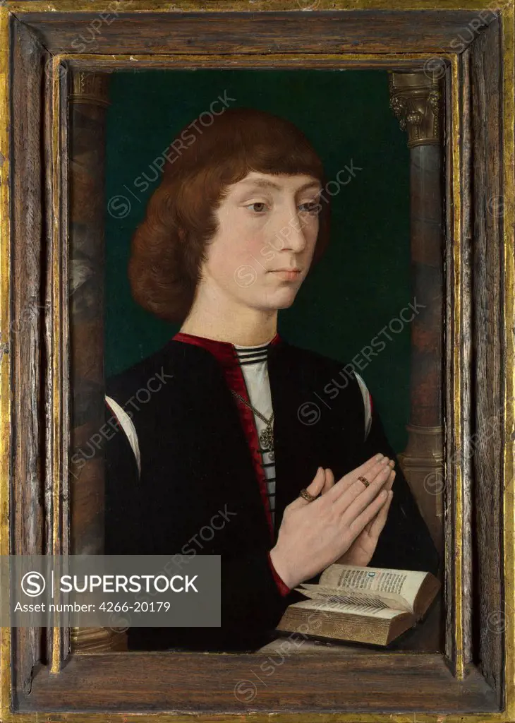 A Young Man at Prayer by Memling, Hans (1433/40-1494)/ National Gallery, London/ 1470s/ The Netherlands/ Oil on wood/ Early Netherlandish Art/ 39x25,4/ Portrait
