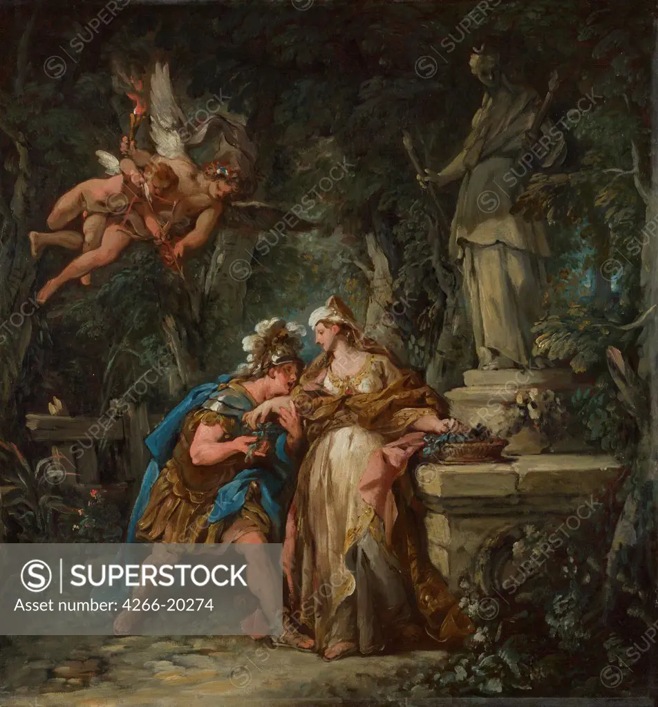 Jason swearing Eternal Affection to Medea by Troy, Jean-Francois de (1679-1752)/ National Gallery, London/ 1743/ France/ Oil on canvas/ Rococo/ 56,5x52,1/ Mythology, Allegory and Literature
