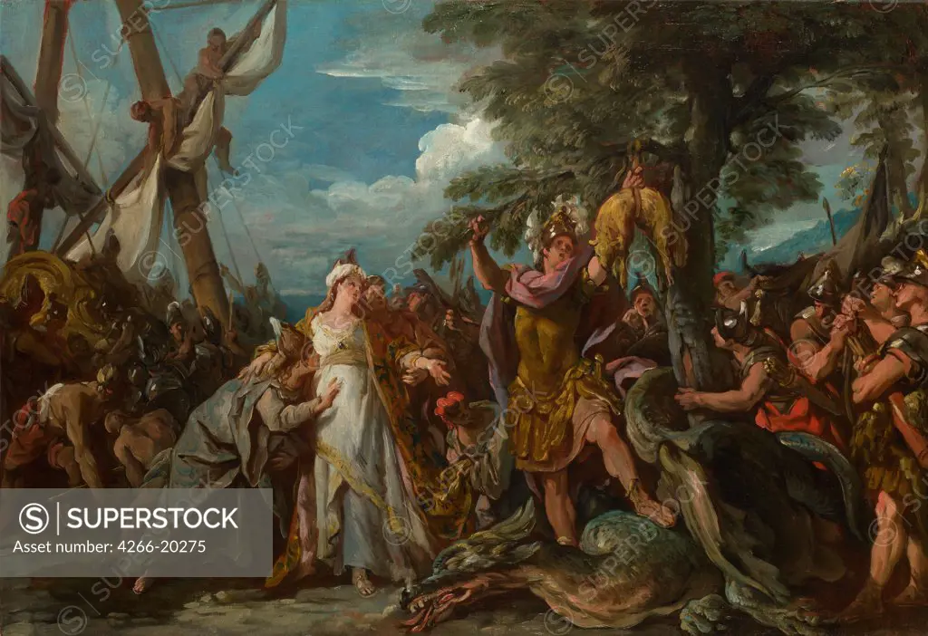 The Capture of the Golden Fleece by Troy, Jean-Francois de (1679-1752)/ National Gallery, London/ 1743/ France/ Oil on canvas/ Rococo/ 55,6x81/ Mythology, Allegory and Literature