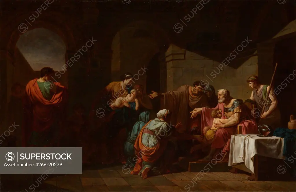 Belisarius receiving Hospitality from a Peasant by Peyron, Jean-Francois-Pierre (1744-1814)/ National Gallery, London/ 1779/ France/ Oil on canvas/ Classicism/ 55x84,5/ Mythology, Allegory and Literature