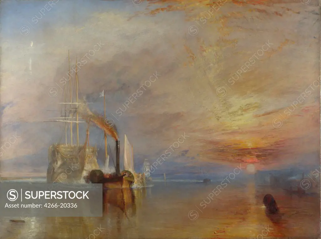 The Fighting Temeraire by Turner, Joseph Mallord William (1775-1851)/ National Gallery, London/ 1839/ England/ Oil on canvas/ Romanticism/ 90,7x121,6/ Landscape,History