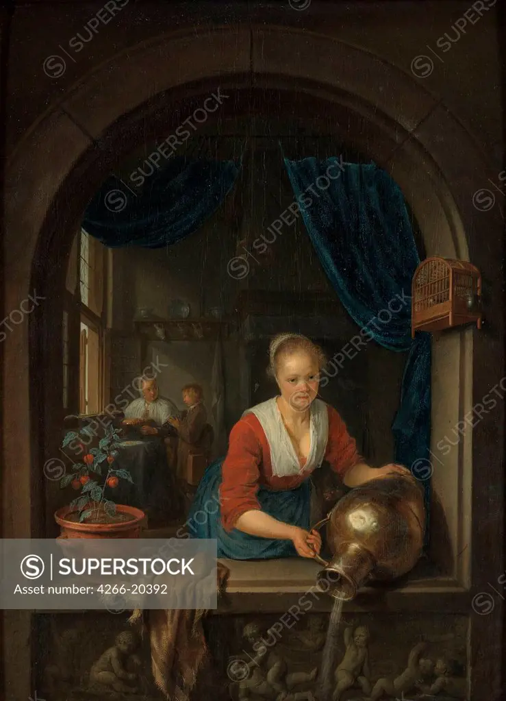 Maid at the window by Dou (1613-1675)/ Museum Boijmans Van Beuningen, Rotterdam/ c. 1660/ Holland/ Oil on wood/ Baroque/ 38x28/ Genre