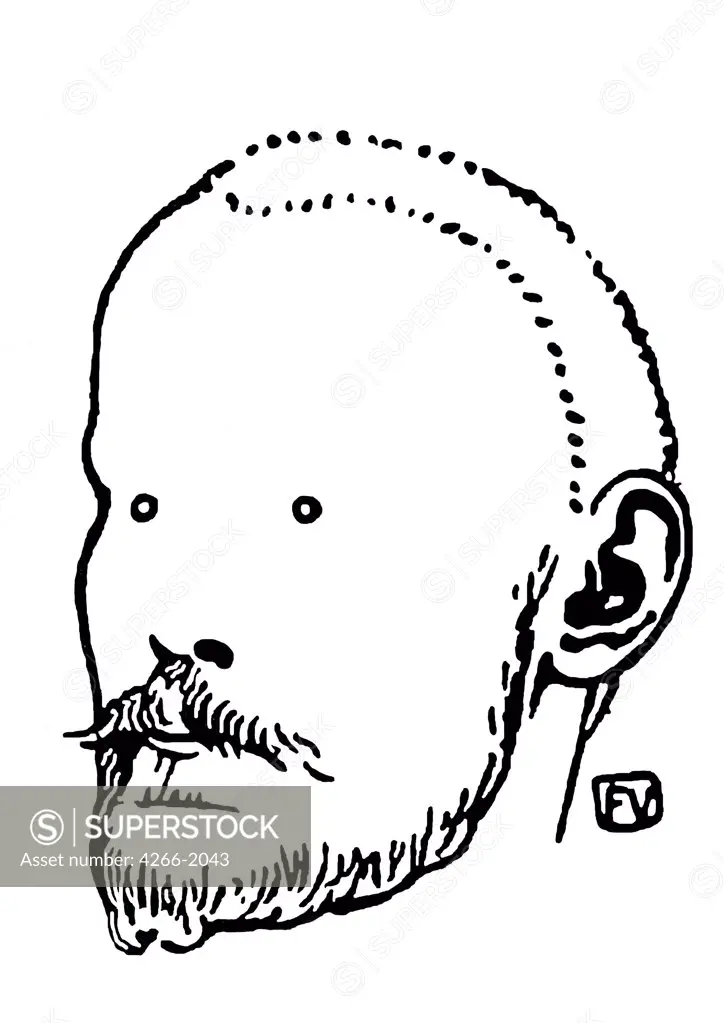 Jules Renard by Felix Edouard Vallotton, ink on paper, 1896, 1865-1925, private collection