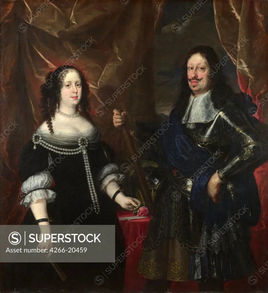 Double Portrait of the Grand Duke Ferdinand II of Tuscany and his Wife Vittoria della Rovere by Sustermans, Justus (Giusto) (1597-1681)/ National Gallery, London/ 1660s/ Flanders/ Oil on canvas/ Baroque/ 161x147/ Portrait