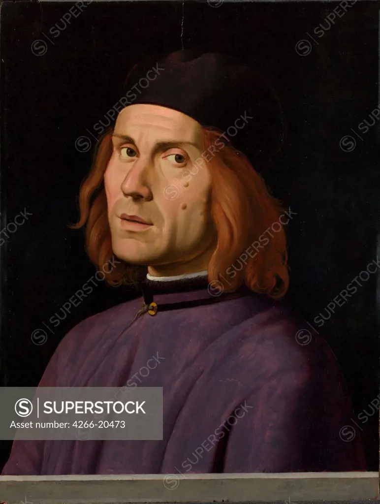 Portrait of Battista Fiera by Costa, Lorenzo (1460-1535)/ National Gallery, London/ c.1508/ Italy, School of Ferrara/ Oil on wood/ Renaissance/ 51,4x38,7/ Portrait