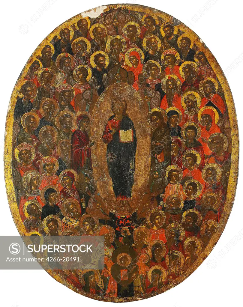 Deesis by Russian icon  / Private Collection/ 17th century/ Russia/ Tempera on panel/ Russian icon painting/ 40,5x32,5/ Bible