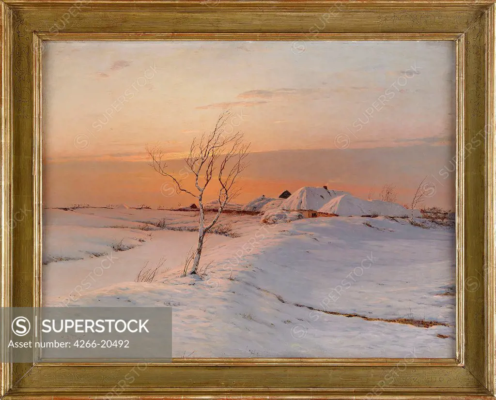Winter Evening by Dubovskoy, Nikolai Nikanorovich (1859-1918)/ Private Collection/ 1895/ Russia/ Oil on canvas/ Realism/ 68x89/ Landscape