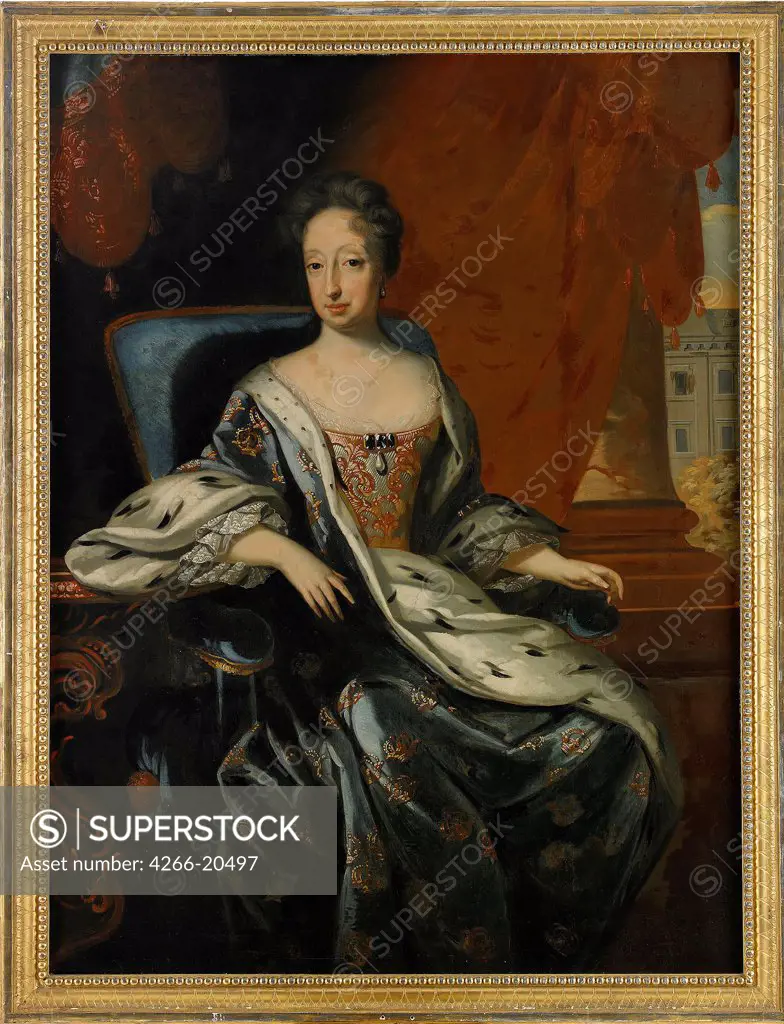 Portrait of Hedvig Eleonora of Holstein-Gottorp (1636-1715), Queen of Sweden by Krafft, David, von (1655-1724)/ Private Collection/ Sweden/ Oil on canvas/ Baroque/ 143x107/ Portrait