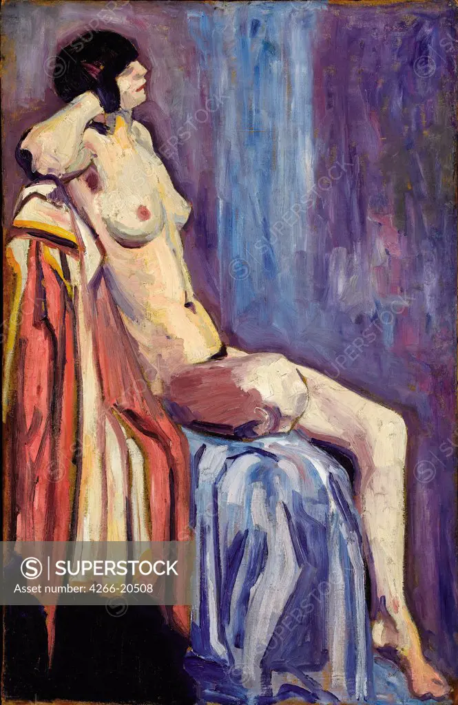 Nude by Goncharova, Natalia Sergeevna (1881-1962)/ Private Collection/ c. 1906/ Russia/ Oil on canvas/ Russian avant-garde/ 91,4x59,1/ Nude painting