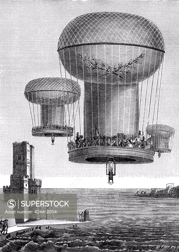 Hot air balloon by Anonymous, woodcut, 1803, private collection