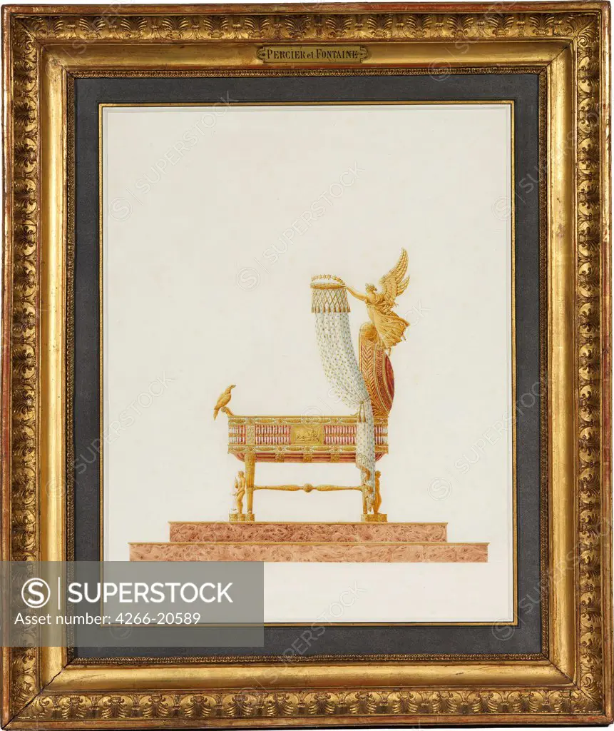 Design of the Bassinet for His Majesty the King of Rome by Percier, Charles (1764-1838)/ Patrimoine comte Charles-Andre Colonna Walewski/ 1811/ France/ Watercolour on paper/ Empire/ 58,3x43,3/ Architecture, Interior
