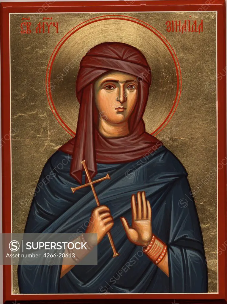 Saint Zenaida of Tarsus by Greek icon  / St. Demetrios Church, Pomona/ 1990s/ Greece/ Tempera on panel/ Icon Painting/ Bible
