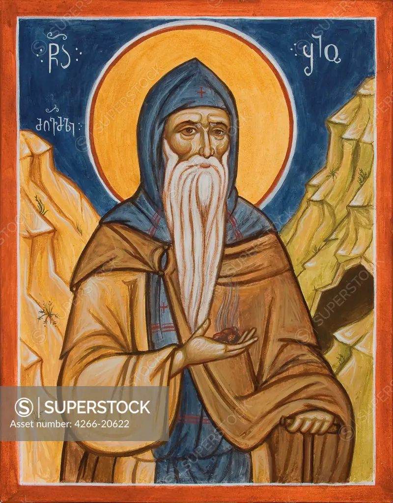 Saint Shio of Mgvime by Greek icon  / St. Demetrios Church, Pomona/ 1990s/ Greece/ Tempera on panel/ Icon Painting/ Bible