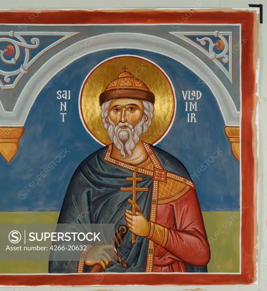 Saint Vladimir of Kiev by Greek icon  / St. Demetrios Church, Pomona/ 1990s/ Greece/ Tempera on panel/ Icon Painting/ Bible