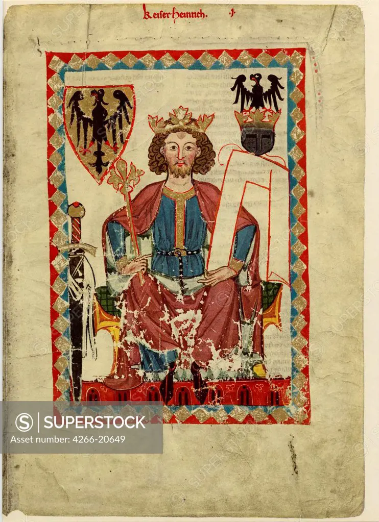 Henry VI (1165-1197), Holy Roman Emperor (From the Codex Manesse) by Anonymous  / Library of the Ruprecht Karl University, Heidelberg/ Between 1305 and 1340/ Schwitzerland/ Gouache on parchment/ Medieval art/ 35x25/ Music, Dance,History