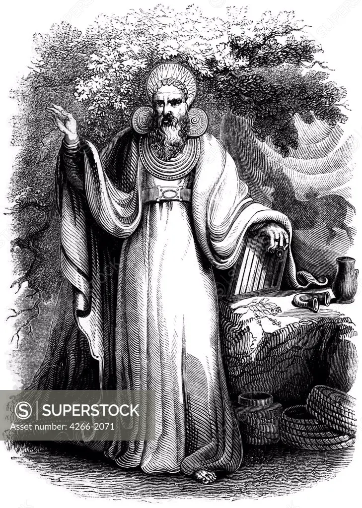 Druid by anonymous artist, copper engraving, 1845, private collection,