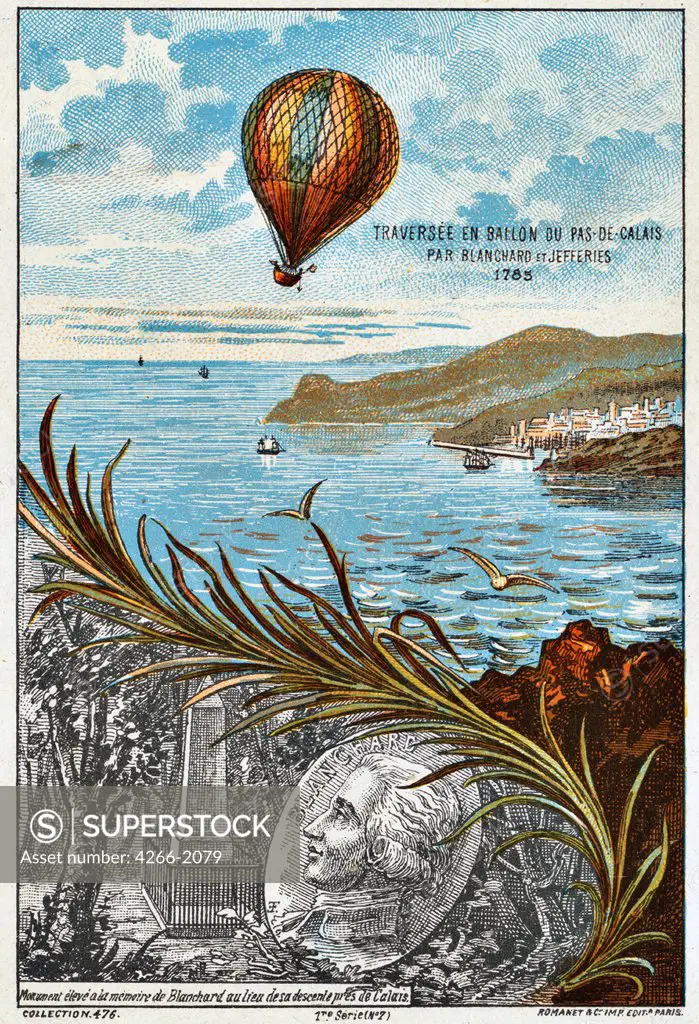 Hot air balloon by anonymous artist, color lithograph, 1890s, private collection
