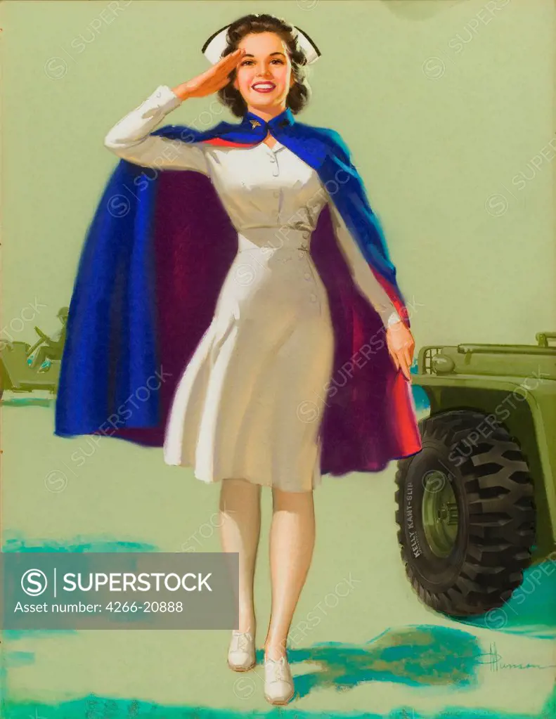 Kelly Tire Ad Illustration by Munson, Knute (K. O.) (1900-1967)/ Private Collection/ The United States/ Pastel on cardboard/ Pin-up/ Genre