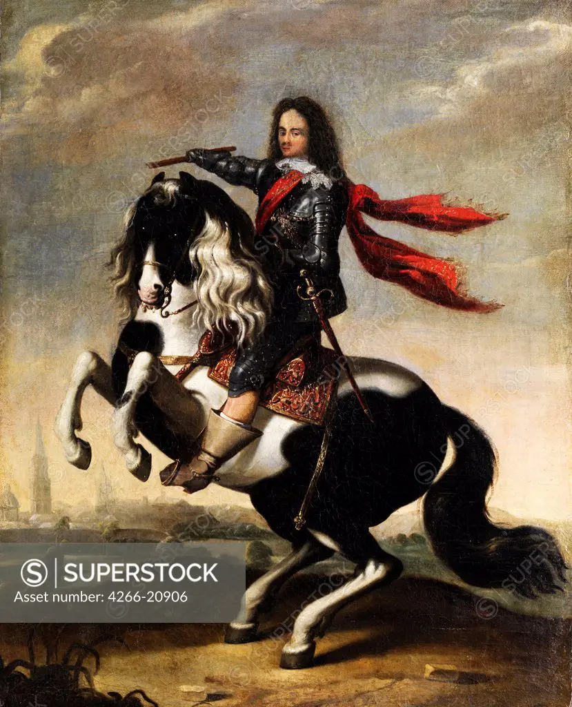 Equestrian Portrait of Valdemar Christian of Schleswig-Holstein (1622-1656) by Heimbach, Wolfgang (c.1610-after 1678)/ Private Collection/ Germany/ Oil on canvas/ Baroque/ 69x55/ Portrait