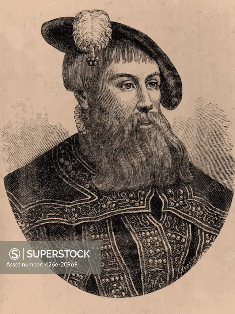 Gustav I of Sweden by Anonymous  / Russian State Library, Moscow/ Lithograph/ Book design/ Portrait