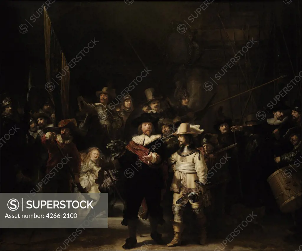 Talking men by Rembrandt van Rhijn, oil on canvas, 1642, 1606-1669, Holland, Amsterdam, Rijksmuseum, 363x437