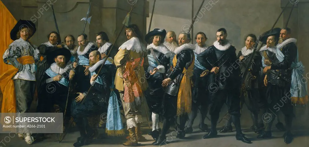 Portrait of men by Frans I Hals, oil on canvas, 1637, 1581-1666, Holland, Amsterdam, Rijksmuseum, 209x429