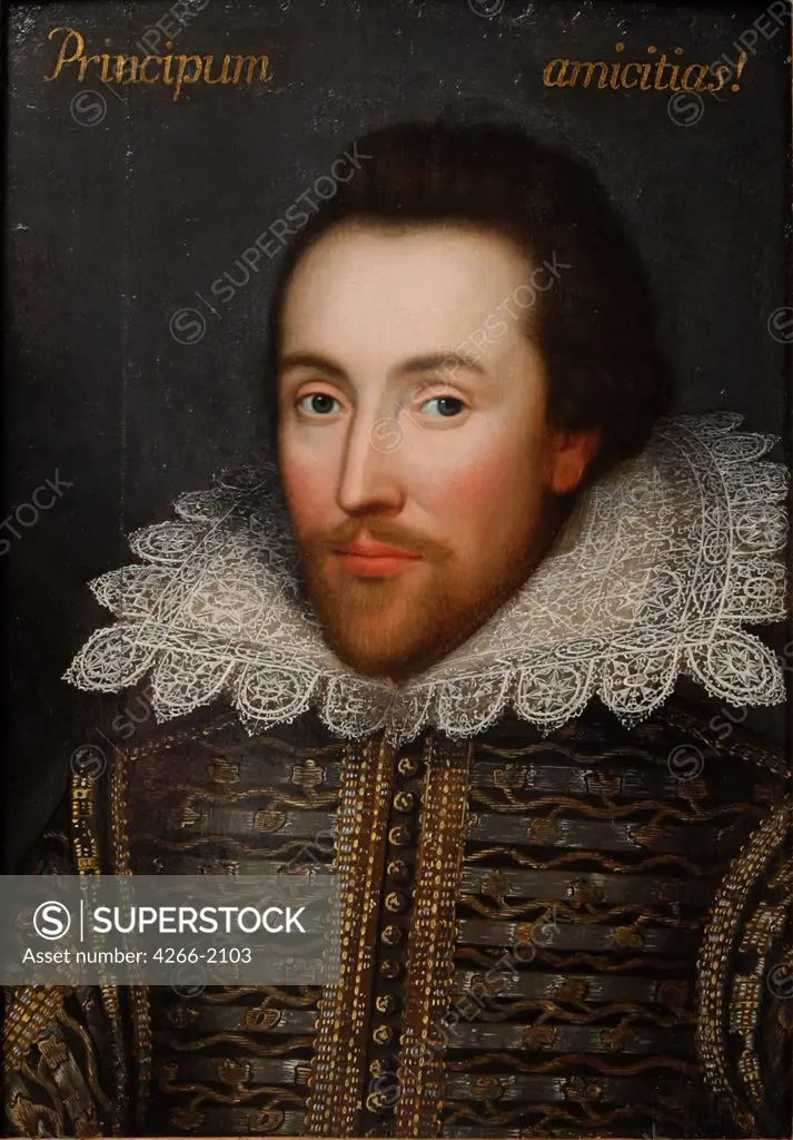 Portrait of William Shakespeare by Anonymous, oil on canvas, 1610, Private Collection