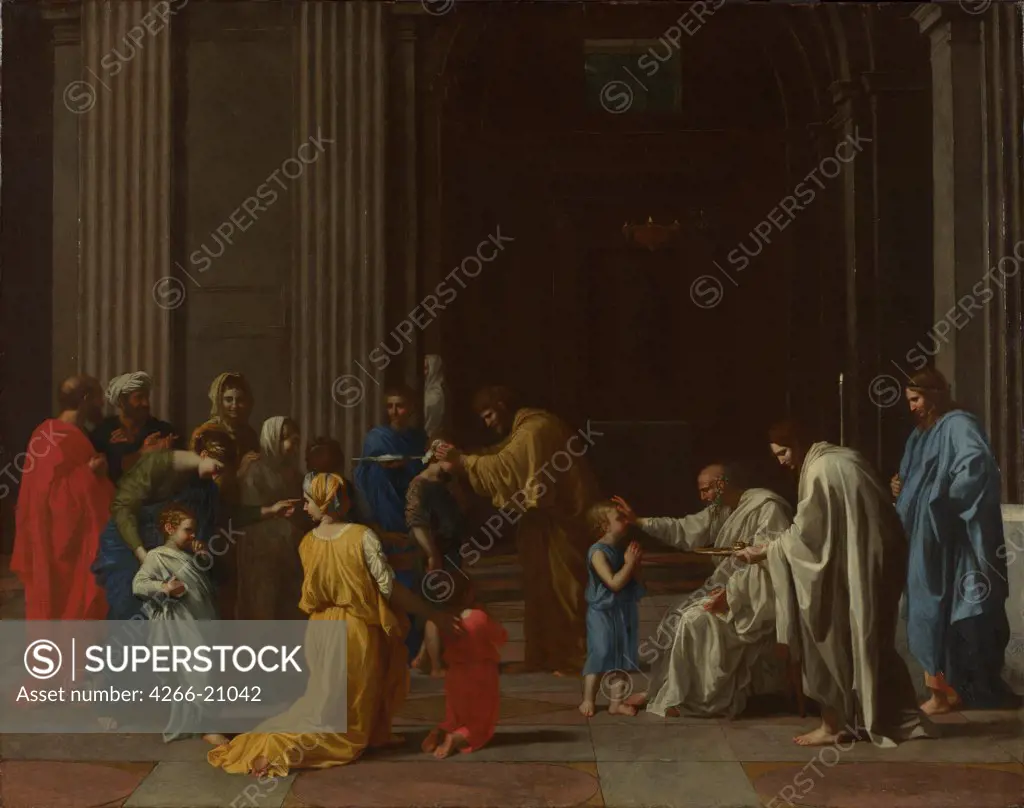 Seven Sacraments: Confirmation by Poussin, Nicolas (1594-1665)/ National Gallery, London/ ca 1637-1640/ France/ Oil on canvas/ Baroque/ 95,5x121/ Bible,Mythology, Allegory and Literature