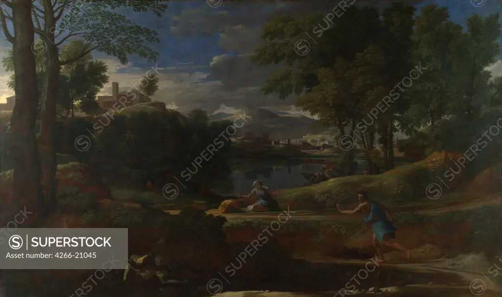 Landscape with a Man killed by a Snake by Poussin, Nicolas (1594-1665)/ National Gallery, London/ 1648/ France/ Oil on canvas/ Baroque/ 118x197,8/ Landscape,Genre
