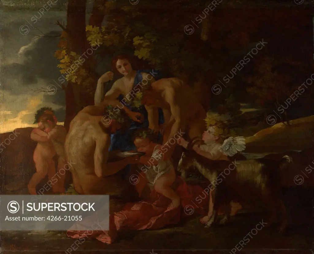 The Nurture of Bacchus by Poussin, Nicolas (1594-1665)/ National Gallery, London/ ca. 1628-1629/ France/ Oil on canvas/ Baroque/ 80,9x97,7/ Mythology, Allegory and Literature