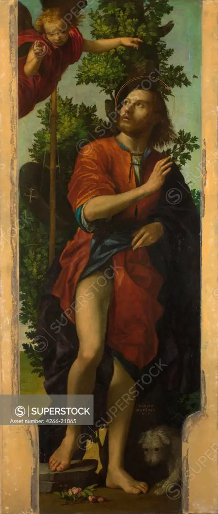 Saint Roch by Morando, Paolo (ca 1486/8 - 1522)/ National Gallery, London/ 1518/ Italy, School of Verona/ Oil on canvas/ Renaissance/ 156,8x55,2/ Bible