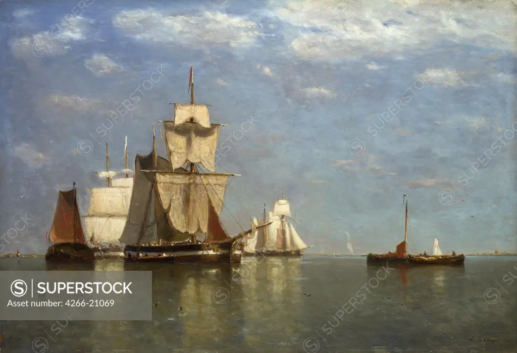 Ships lying off Flushing by Clays, Paul Jean (1819-1900)/ National Gallery, London/ 1869/ Belgium/ Oil on wood/ Realism/ 59,9x86,8/ Landscape