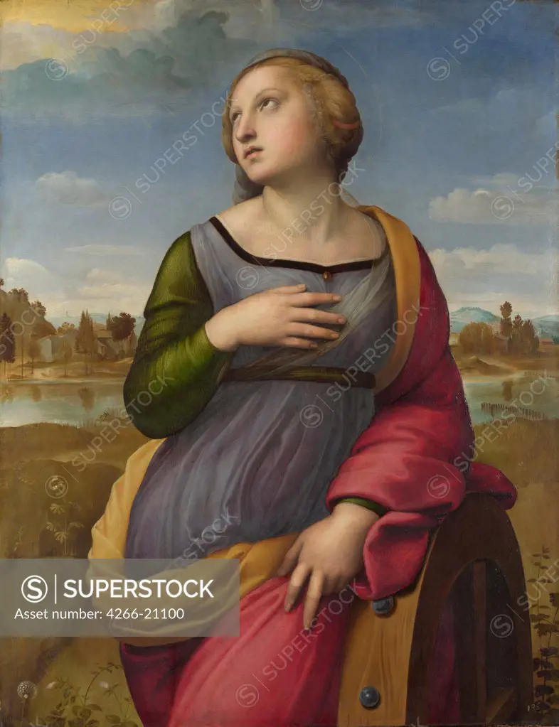 Saint Catherine of Alexandria by Raphael (1483-1520)/ National Gallery, London/ ca 1507/ Italy, Roman School/ Oil on wood/ Renaissance/ 72,2x55,7/ Bible