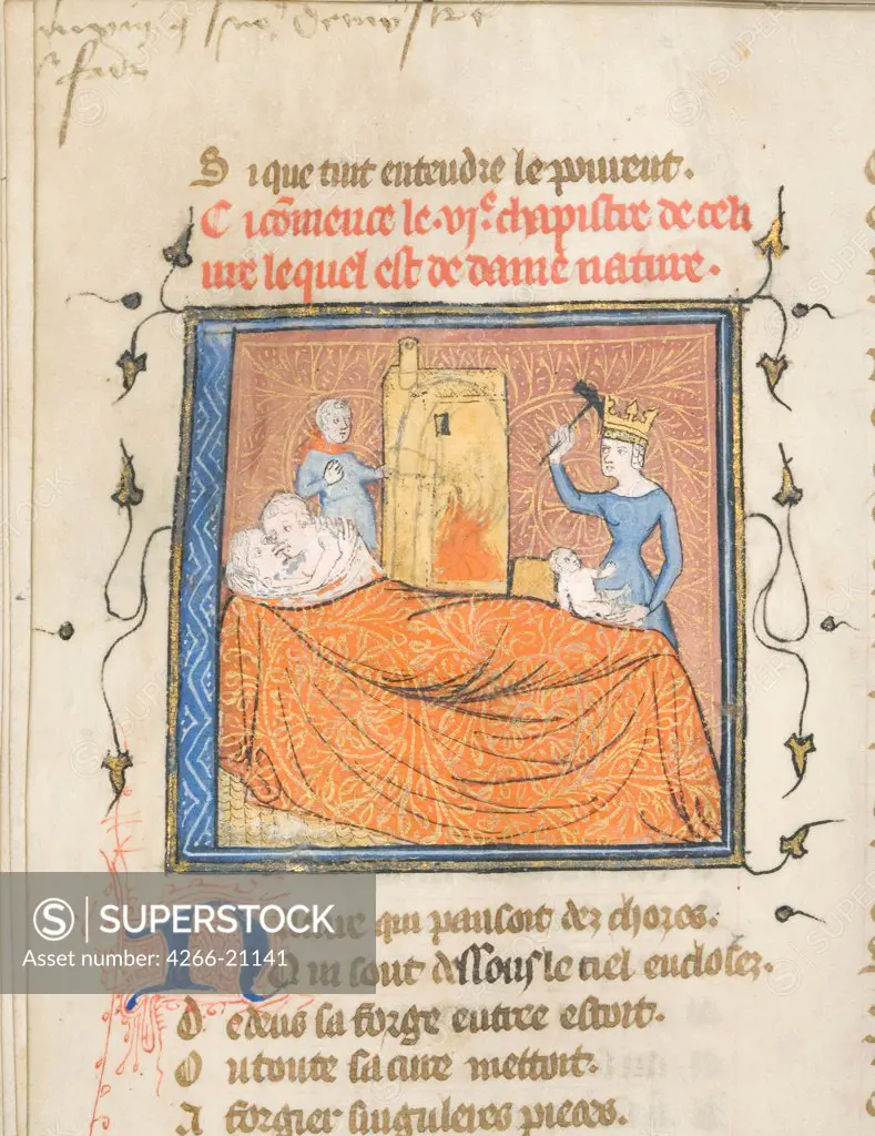 Miniature from a manuscript of the Roman de la Rose by Guillaume de Lorris and Jean de Meun by Master of the Rose novels (active Second Half of 14th cen.)/ University of Chicago Library/ ca 1365/ Flanders/ Watercolour on parchment/ Medieval art/ Mytholog