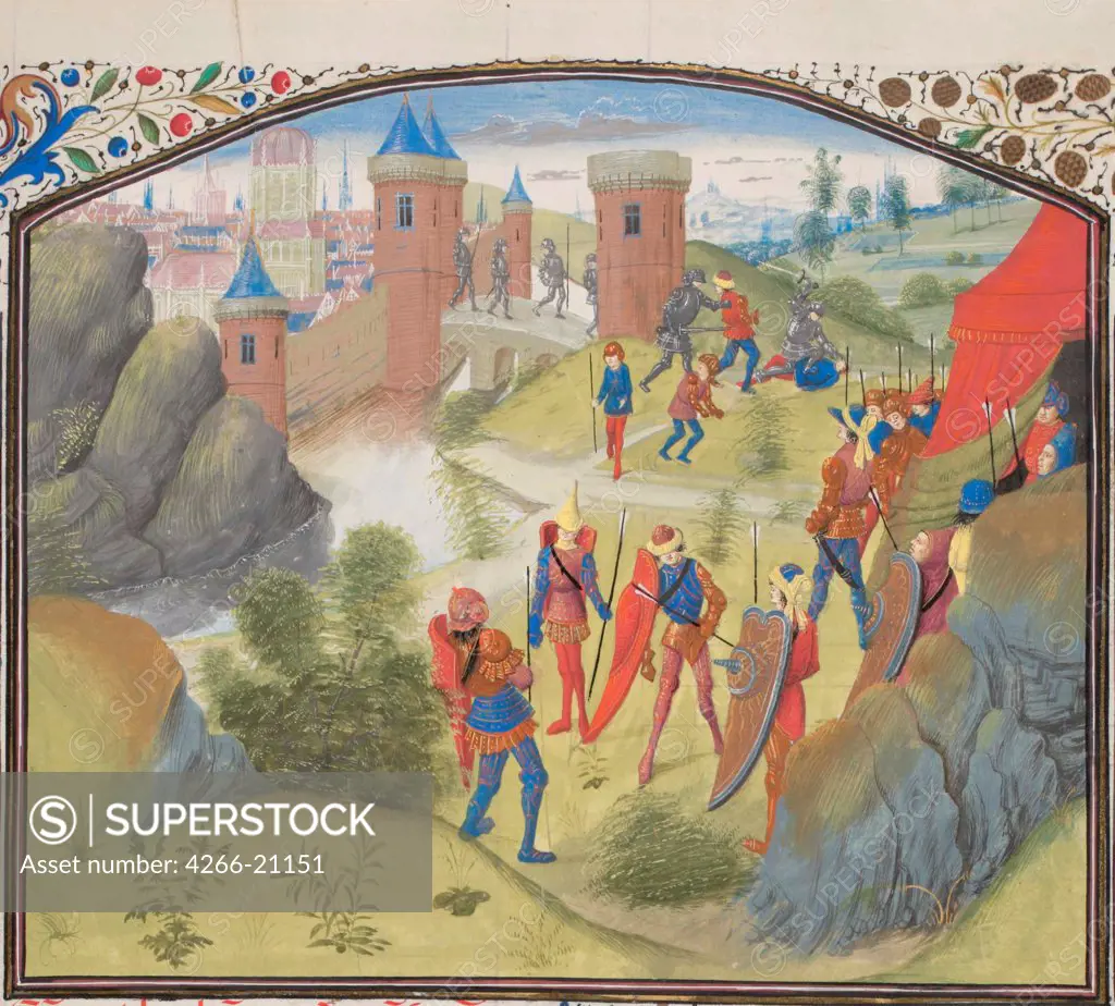 The Siege of Antioch. Miniature from the 'Historia' by William of Tyre by Anonymous  / Bibliotheque de Geneve/ 1460s/ France/ Watercolour on parchment/ Medieval art/ History