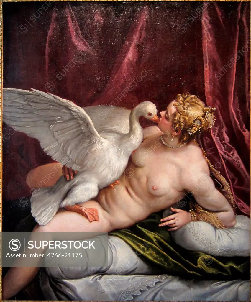 Leda and the Swan by Veronese, Paolo (1528-1588)/ Musee Fesch, Ajaccio/ 1585/ Italy, Venetian School/ Oil on canvas/ Renaissance/ Mythology, Allegory and Literature,Nude painting