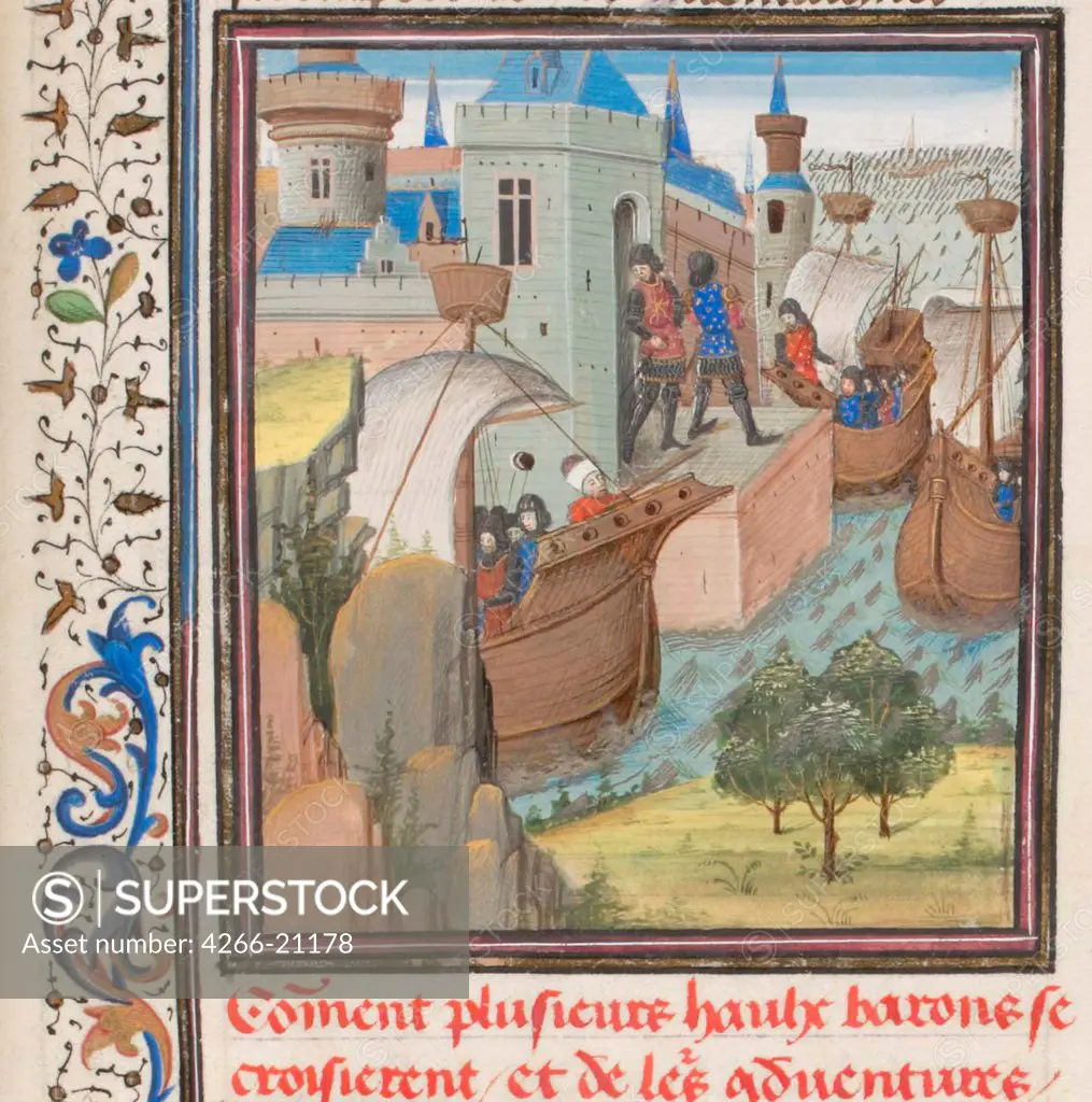 Start to the Fourth Crusade. Miniature from the 'Historia' by William of Tyre by Anonymous  / Bibliotheque de Geneve/ 1460s/ France/ Watercolour on parchment/ Medieval art/ History
