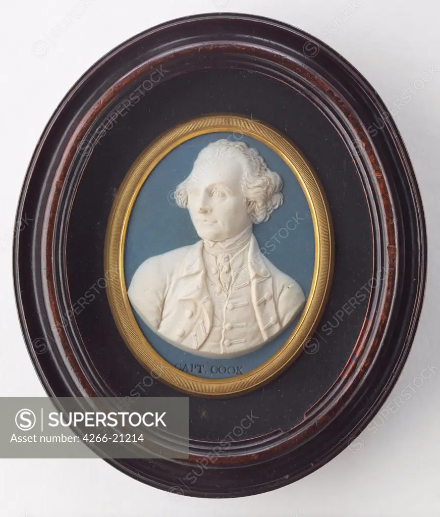 Captain James Cook (Wedgwood portrait medallion) by Anonymous  / Private Collection/ ca 1776/ England/ Wedgwood, Jasper ware/ Applied Arts/ Portrait,Objects