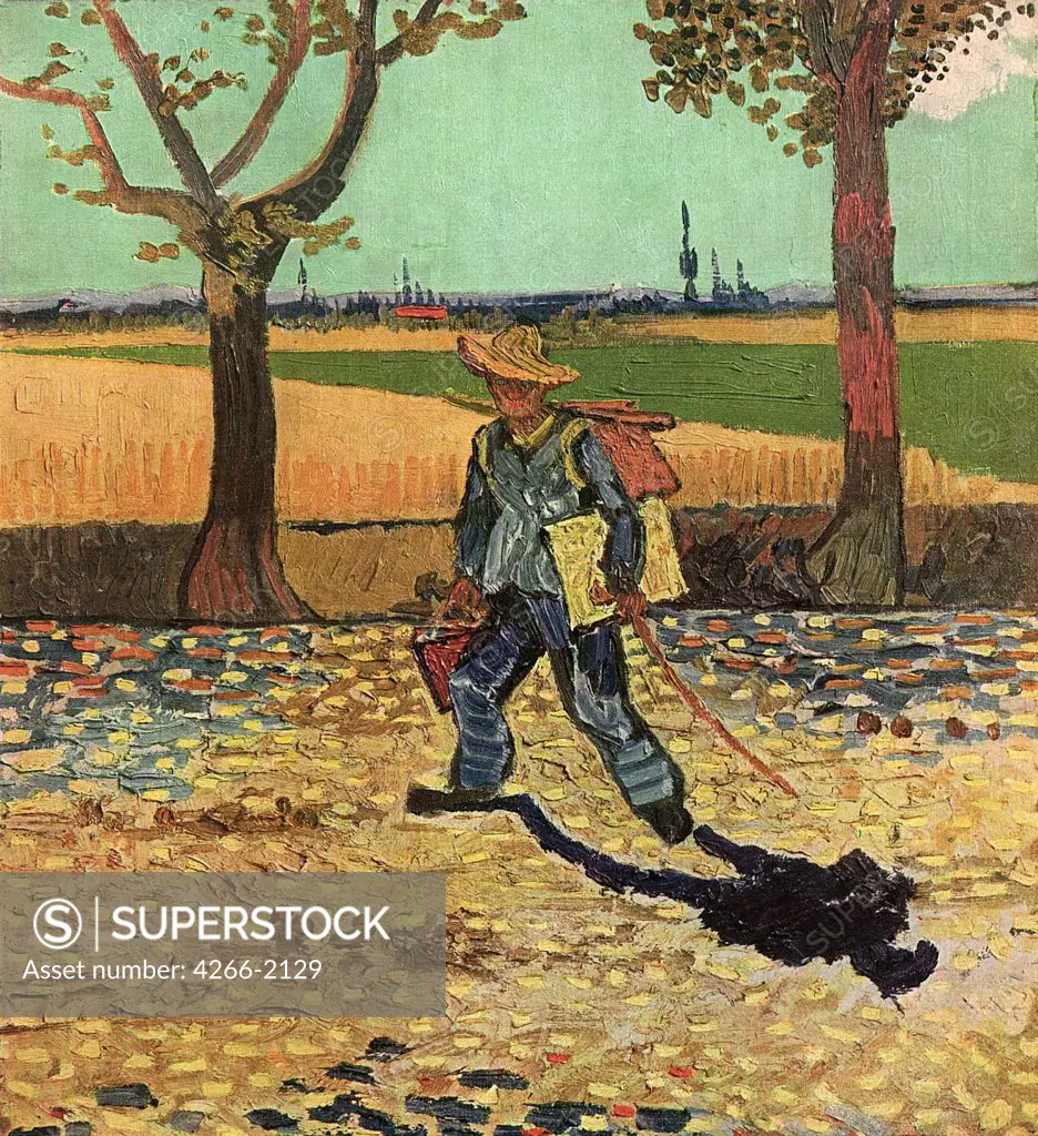 Man with backpack by Vincent van Gogh, oil on canvas, 1888, 1853-1890, Germany, Magdeburg, Kaiser-Friedrich-Museum, lost by fire in 1945, 48x44