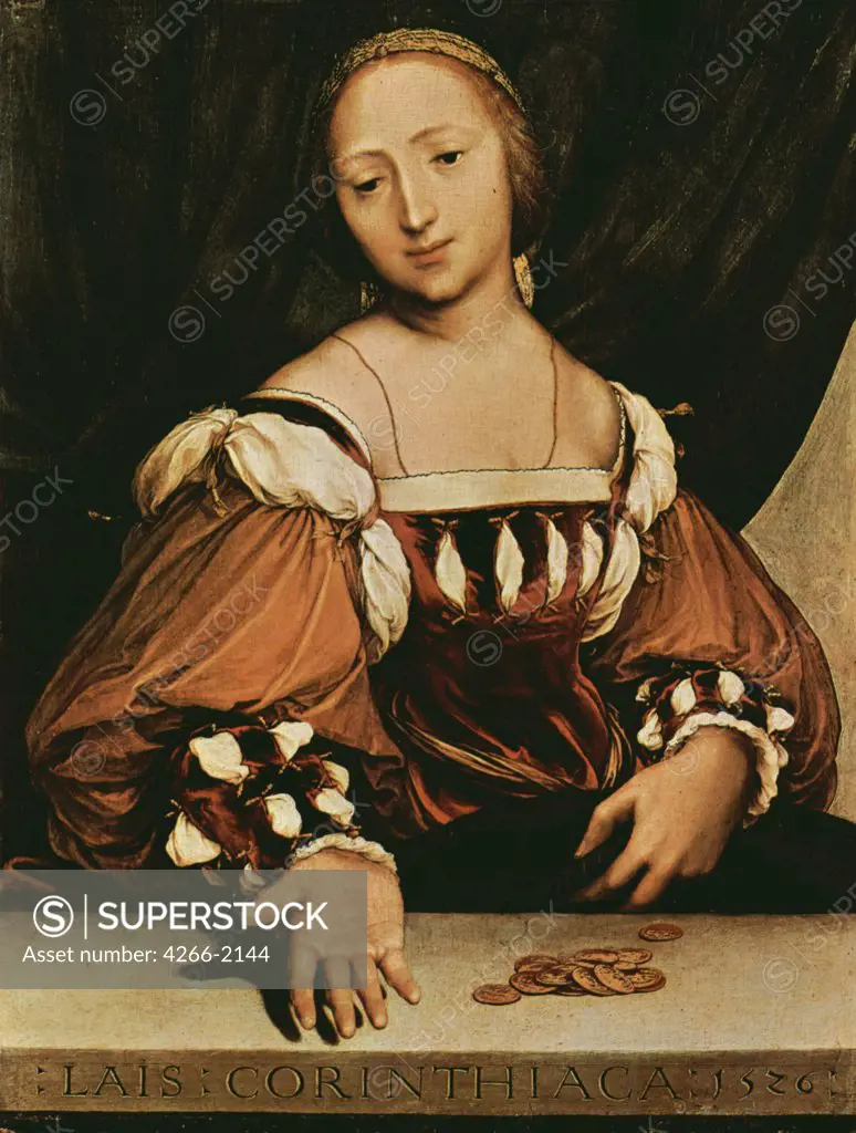Portrait of prostitute by Hans Holbein the Younger, oil on wood, 1526, 1497-1543, Switzerland, Basel, Art Museum, 35, 5x26, 7