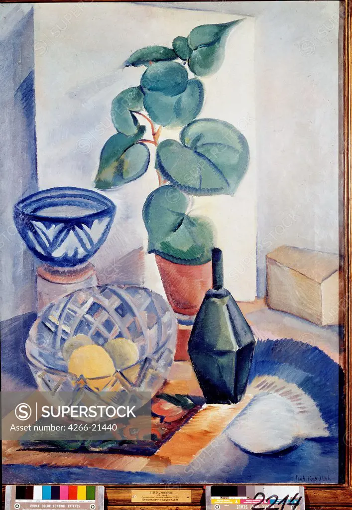 Still life with cut-glass ware by Kuznetsov, Pavel Varfolomeyevich (1878-1968)/ State Russian Museum, St. Petersburg/ Russia/ Oil on canvas/ Symbolism/ 99x71/ Still Life