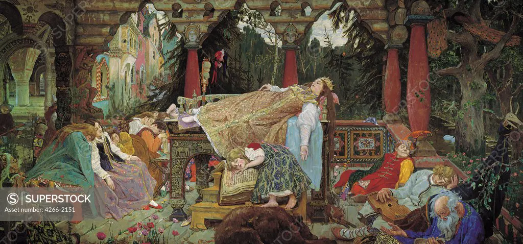 Sleeping people by Viktor Mikhaylovich Vasnetsov, oil on canvas, 1900-1926, 1848-1926, Russia, moscow, Memorial Museum, 214x452