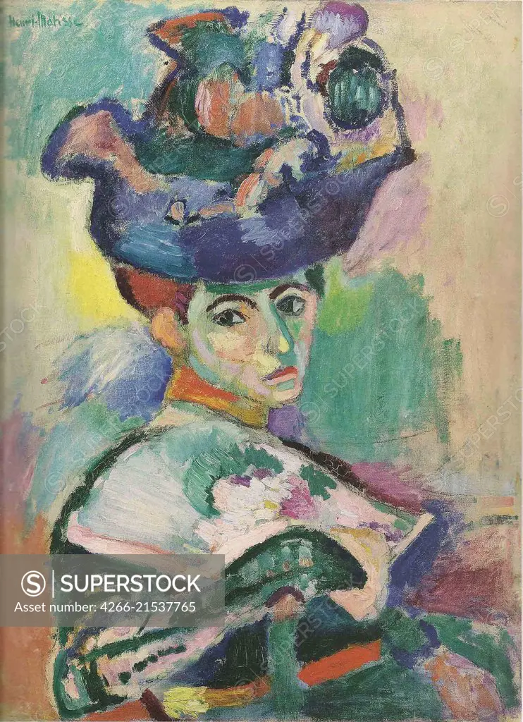Woman With A Hat (Femme au chapeau) 1905, Henri Matisse (1869-1954) oil on canvas, San Francisco Museum of Art, USA.