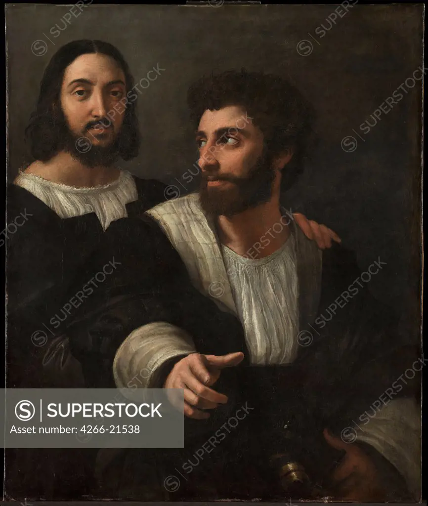 Self-Portrait with a Friend (Double Portrait) by Raphael (1483-1520)/ Louvre, Paris/ 1519/ Italy, Roman School/ Oil on canvas/ Renaissance/ 99x83/ Portrait