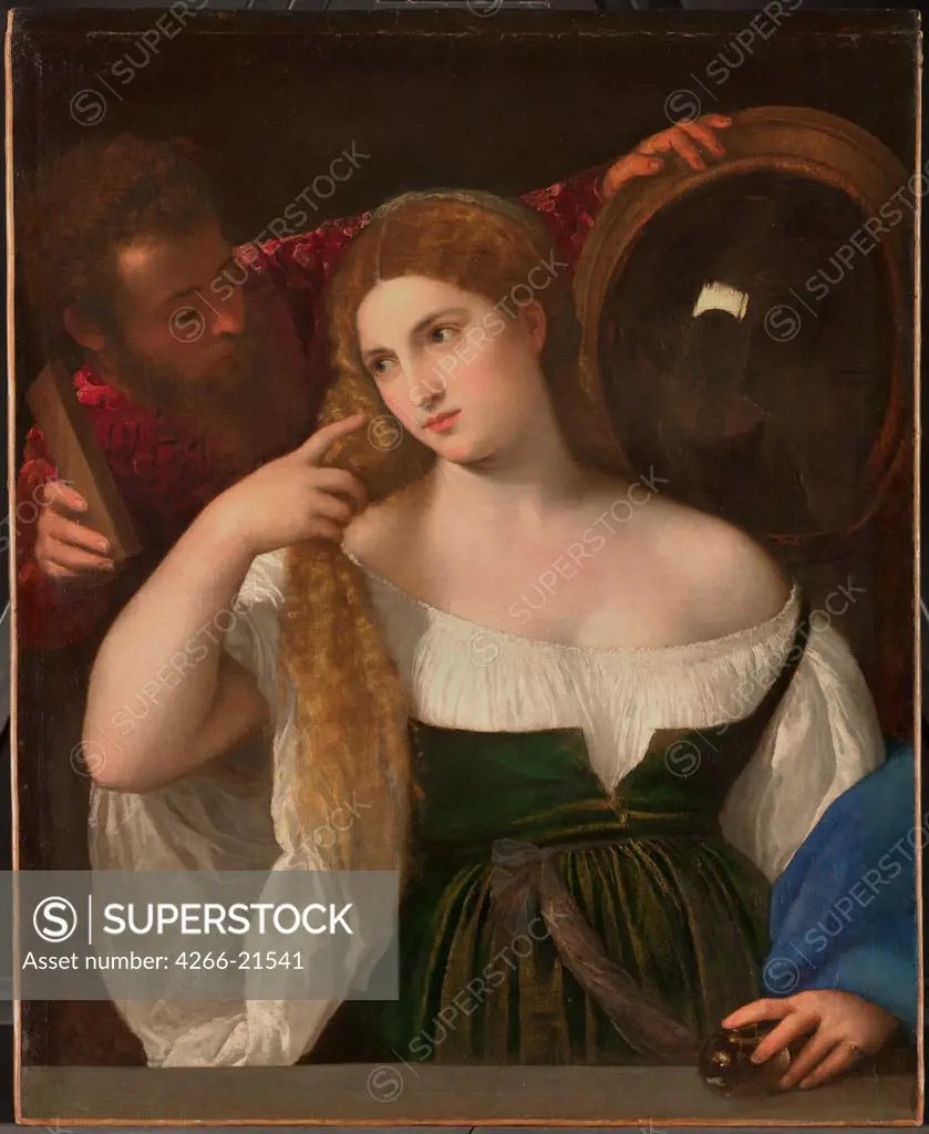 Young Woman at her Toilette by Titian (1488-1576)/ Louvre, Paris/ ca 1515/ Italy, Venetian School/ Oil on canvas/ Renaissance/ 96x76/ Genre