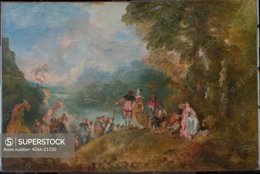 Pilgrimage to Cythera (Embarkation for Cythera) by Watteau, Jean Antoine (1684-1721)/ Louvre, Paris/ 1717/ France/ Oil on canvas/ Rococo/ 129194/ Mythology, Allegory and Literature