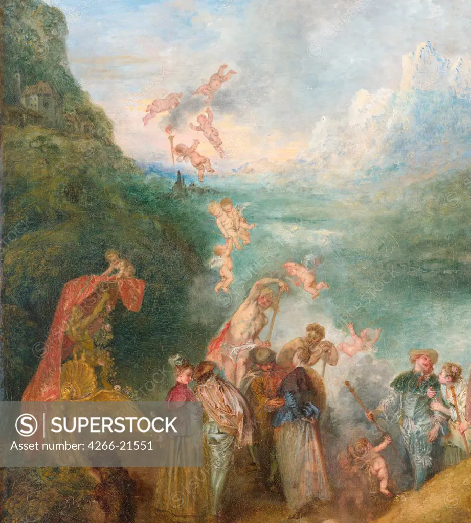 Pilgrimage to Cythera (Embarkation for Cythera) Detal: Putti by Watteau, Jean Antoine (1684-1721)/ Louvre, Paris/ 1717/ France/ Oil on canvas/ Rococo/ Mythology, Allegory and Literature